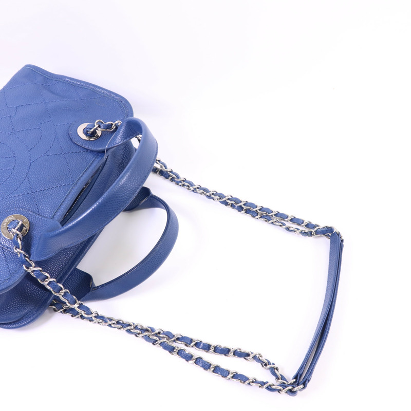 CHANEL 牛皮皮革Chain Shoulder Bag銀扣鏈帶手挽肩背兩用袋-4