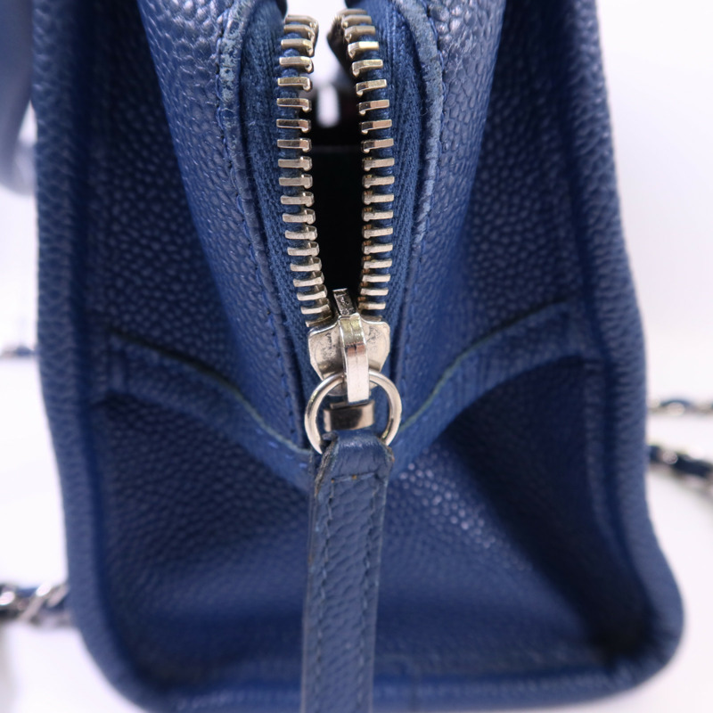 CHANEL 牛皮皮革Chain Shoulder Bag銀扣鏈帶手挽肩背兩用袋-9