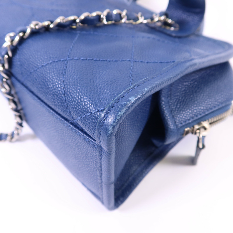 CHANEL 牛皮皮革Chain Shoulder Bag銀扣鏈帶手挽肩背兩用袋-12