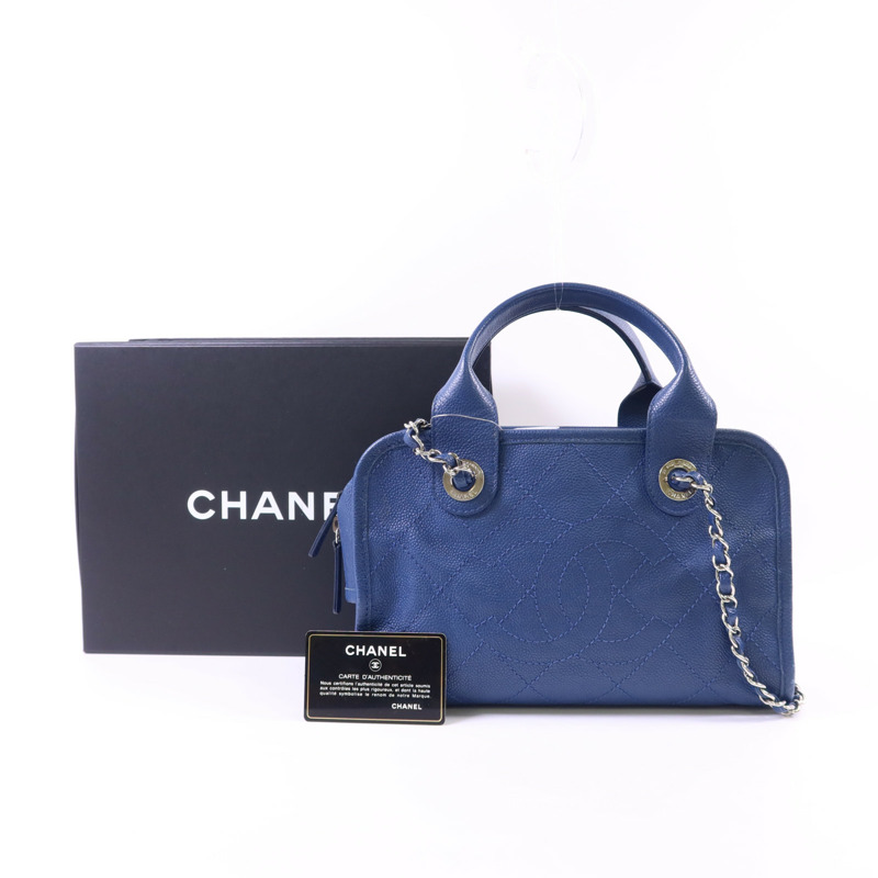 CHANEL 牛皮皮革Chain Shoulder Bag銀扣鏈帶手挽肩背兩用袋-22