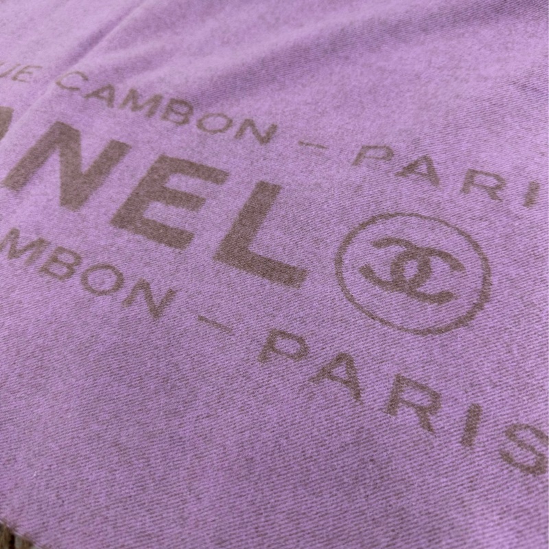 Chanel香奈兒雙C拼色羊絨圍巾披肩 經典logo設計，灰粉拼色-2