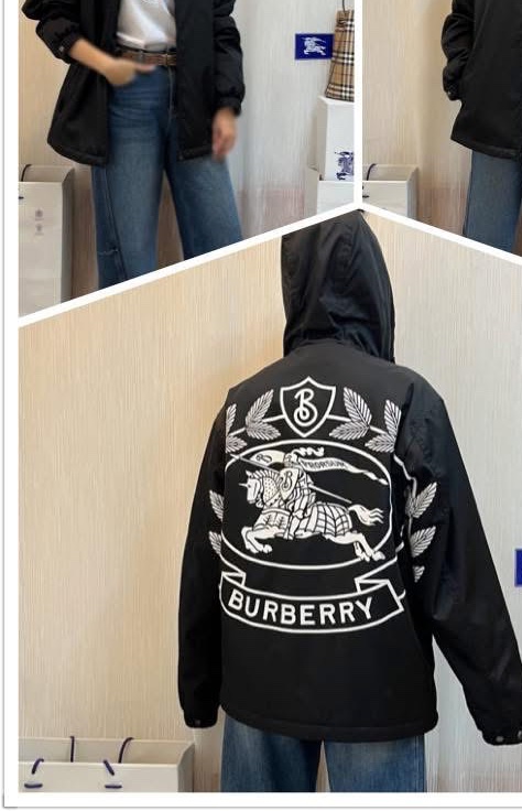 BURBERRY英國男款馬術騎士印花尼龍連帽外套S-2