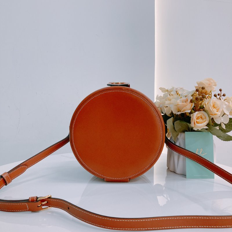 MS0412 Celine 塞琳 鼓型 化妝箱包 調節斜背 翻蓋 金扣Tambour Medium Triomphe Canvas Brown Monogram x GHW-4