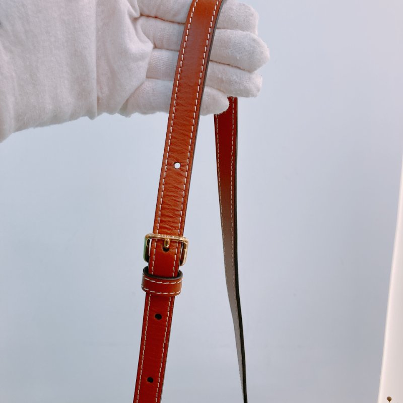 MS0412 Celine 塞琳 鼓型 化妝箱包 調節斜背 翻蓋 金扣Tambour Medium Triomphe Canvas Brown Monogram x GHW-16