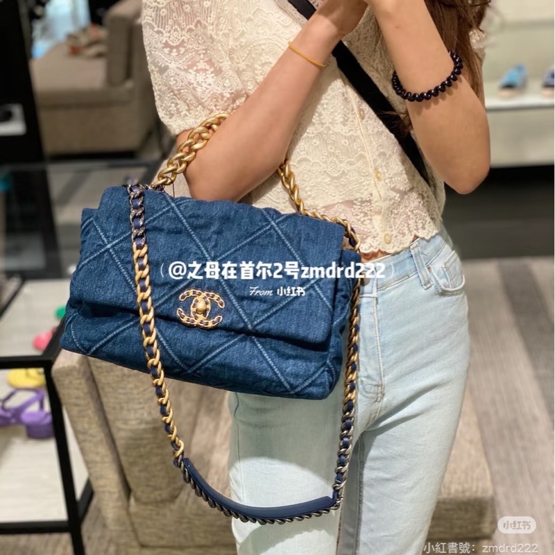莉亞精品♡ Chanel 牛仔19Bag 二手美包-1
