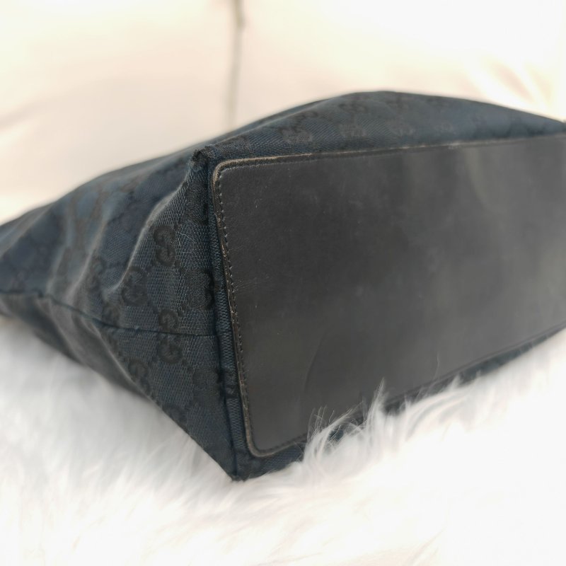 GUCCI 古馳 Canvas Tote 黑色 老花 帆布 中號-3