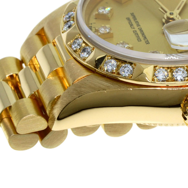 Rolex 69258G Datejust 10P 鑲鑽錶圈腕錶，18K黃金/18KYG/鑽石女士款-13