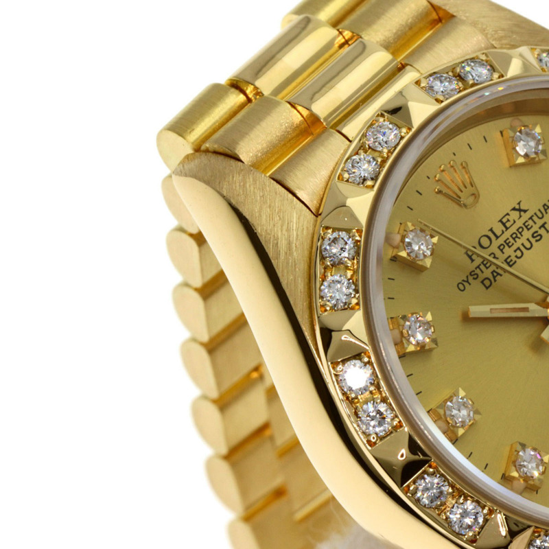 Rolex 69258G Datejust 10P 鑲鑽錶圈腕錶，18K黃金/18KYG/鑽石女士款-15