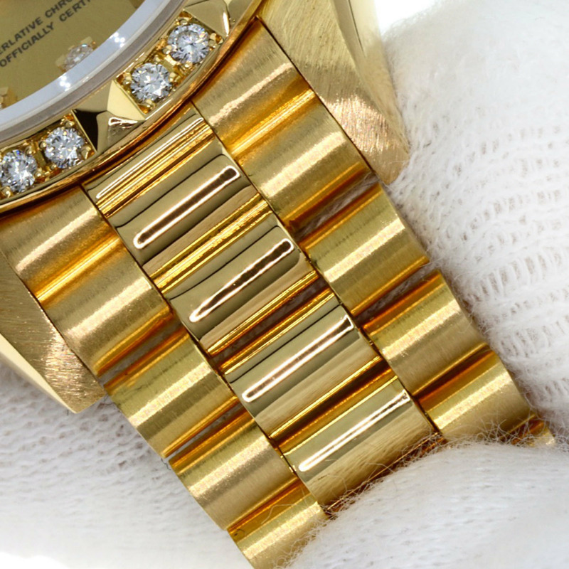 Rolex 69258G Datejust 10P 鑲鑽錶圈腕錶，18K黃金/18KYG/鑽石女士款-19