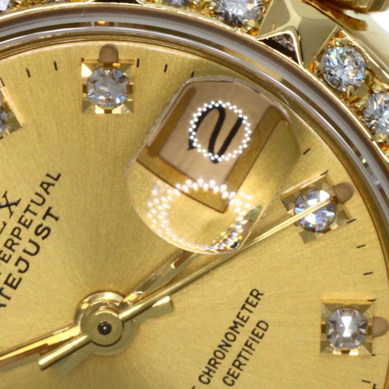 Rolex 69258G Datejust 10P 鑲鑽錶圈腕錶，18K黃金/18KYG/鑽石女士款-24