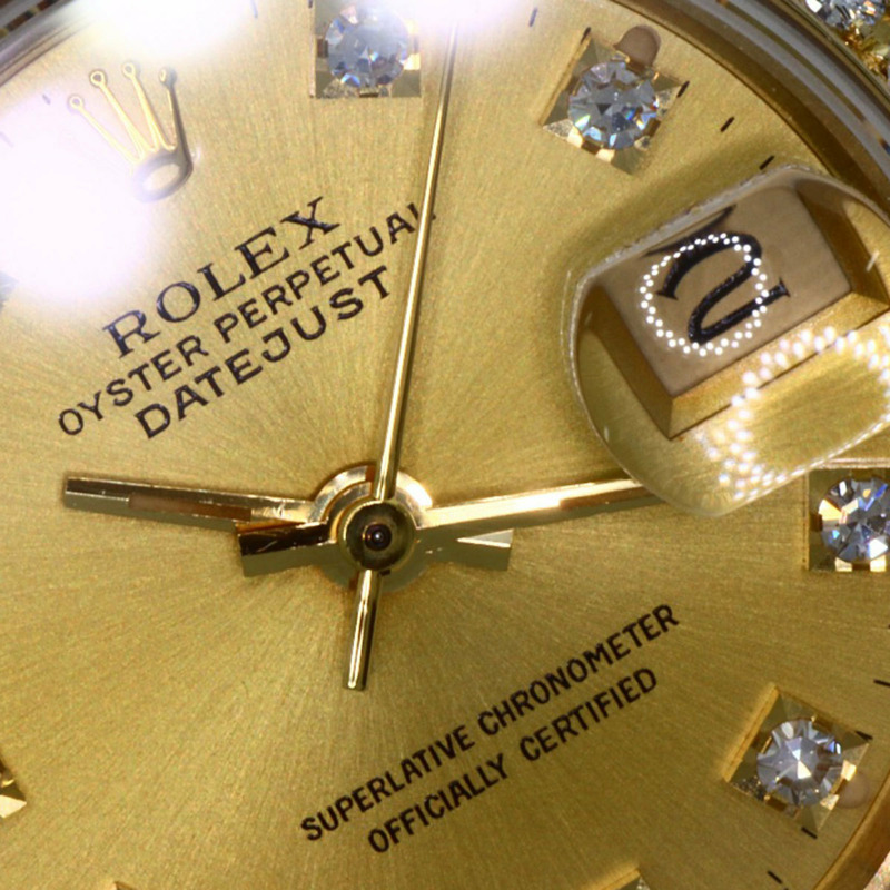 Rolex 69258G Datejust 10P 鑲鑽錶圈腕錶，18K黃金/18KYG/鑽石女士款-25