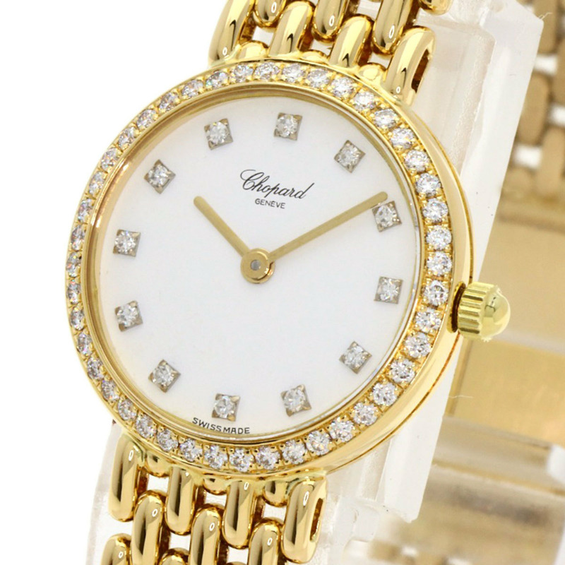 蕭邦 (Chopard) 10/5911 經典款 12P 鑲鑽腕錶,18K 黃金錶殼/18KYG/鑽石,女款-2