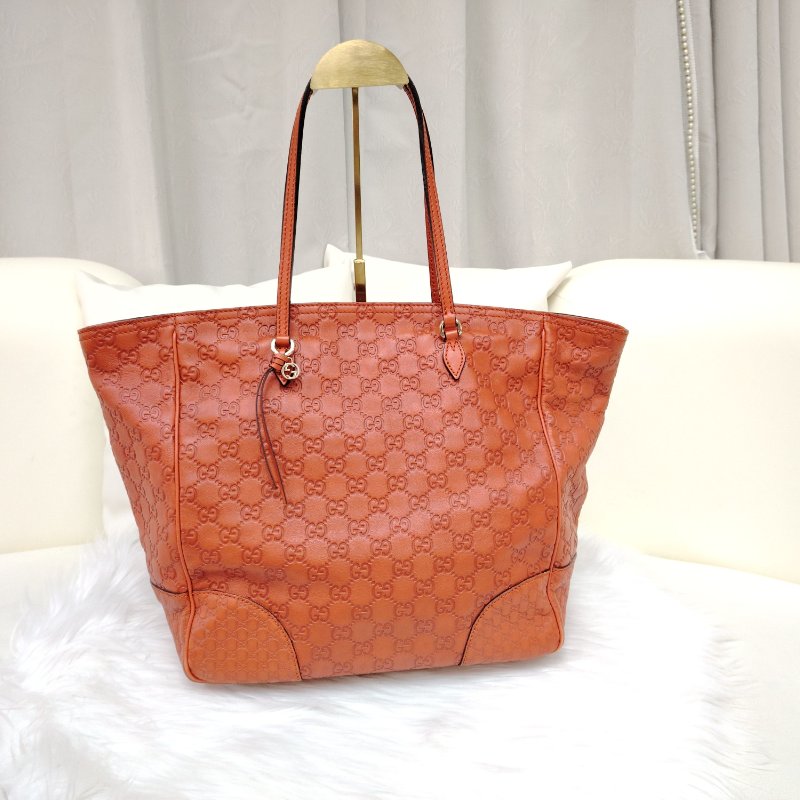 Gucci 古馳 Bree 中古 橙色 壓紋老花 托特包-0