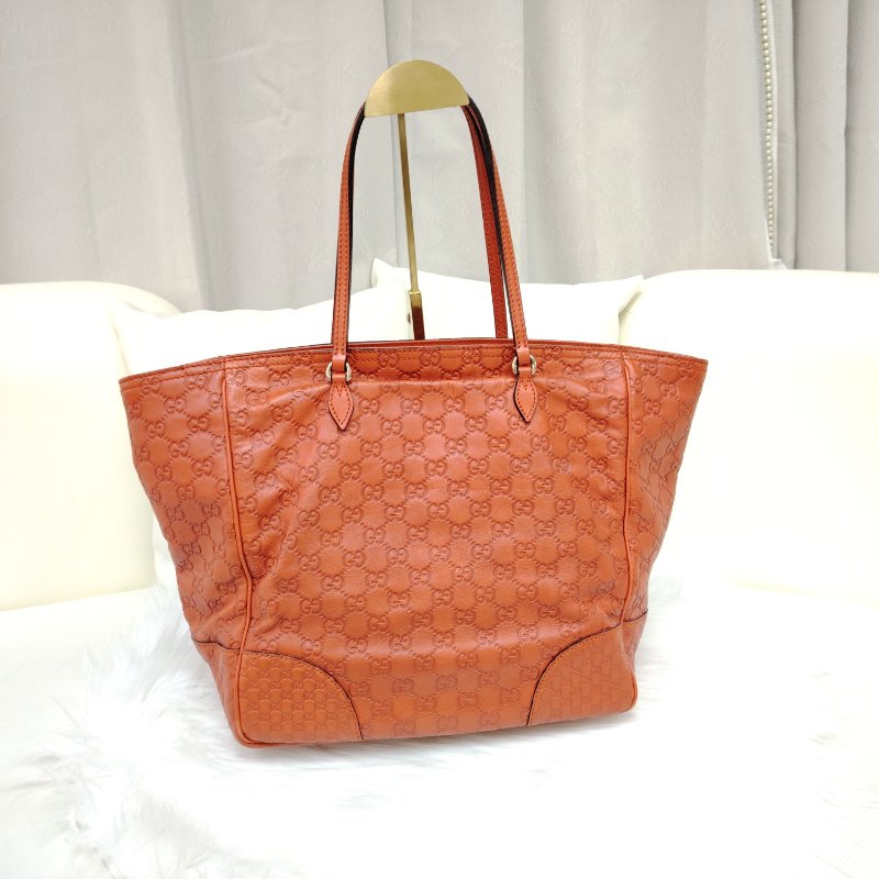 Gucci 古馳 Bree 中古 橙色 壓紋老花 托特包-1