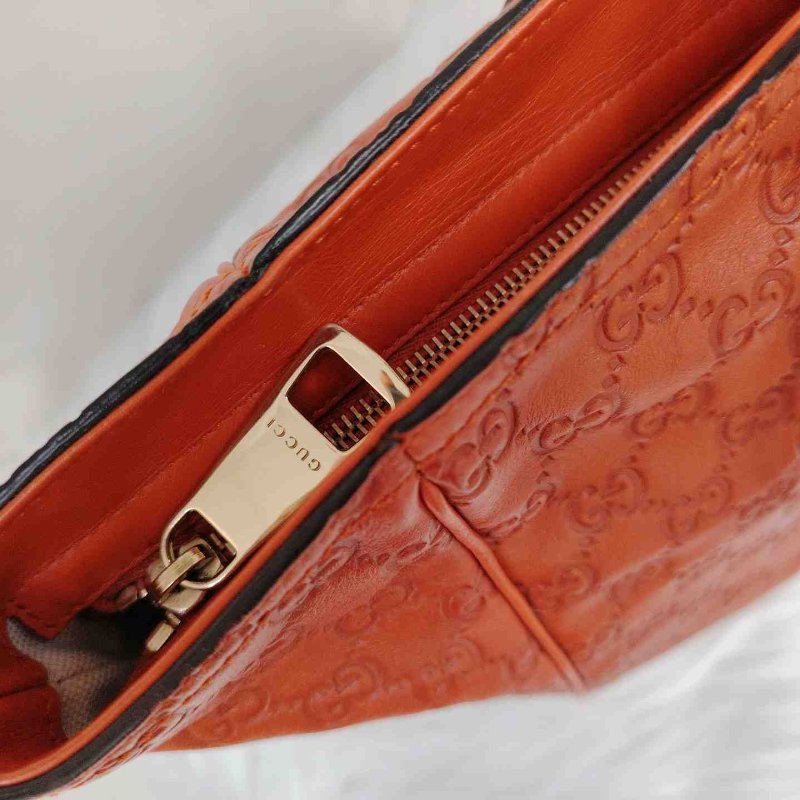 Gucci 古馳 Bree 中古 橙色 壓紋老花 托特包-4