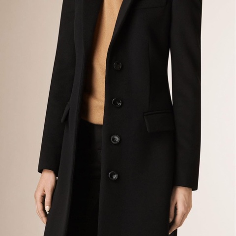 BURBERRY英國黑色羊絨混紡大衣UK8