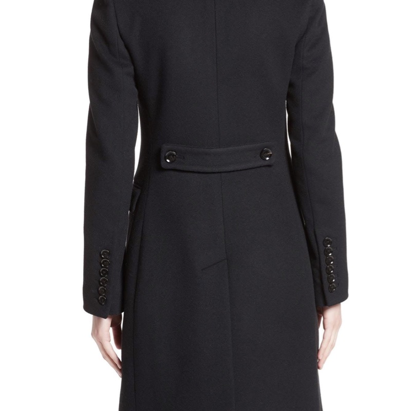 BURBERRY英國黑色羊絨混紡大衣UK8-1