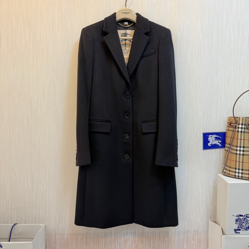BURBERRY英國黑色羊絨混紡大衣UK8-3