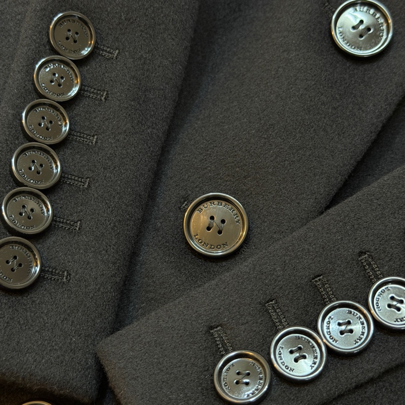 BURBERRY英國黑色羊絨混紡大衣UK8-5