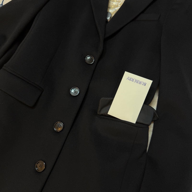 BURBERRY英國黑色羊絨混紡大衣UK8-6
