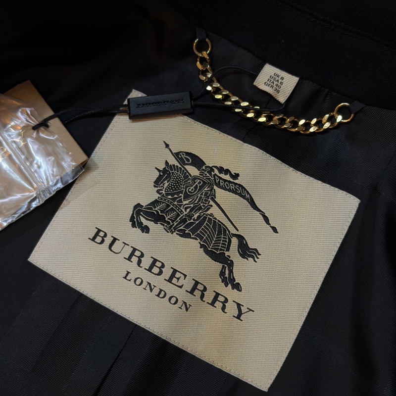 BURBERRY英國黑色羊絨混紡大衣UK8-11