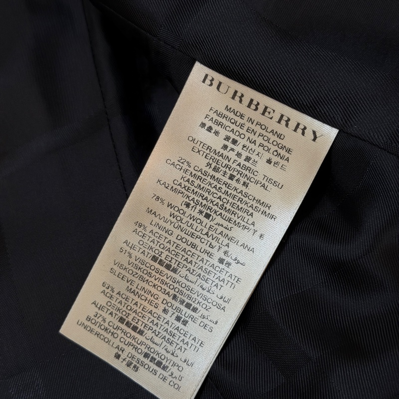 BURBERRY英國黑色羊絨混紡大衣UK8-12