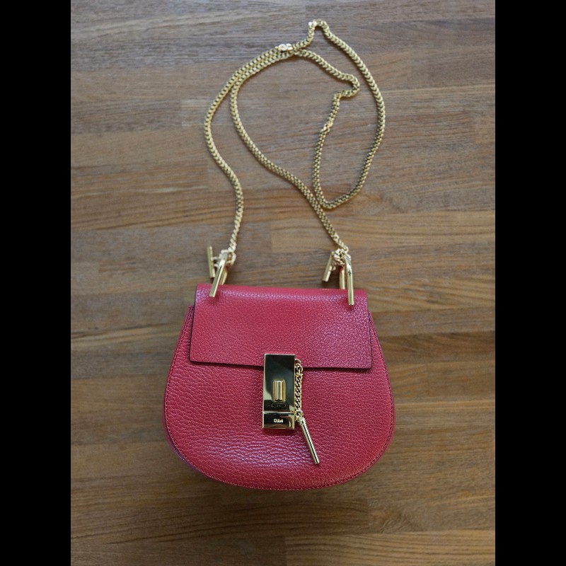 (近新閒置品)Chloe紅色牛皮小豬包-0