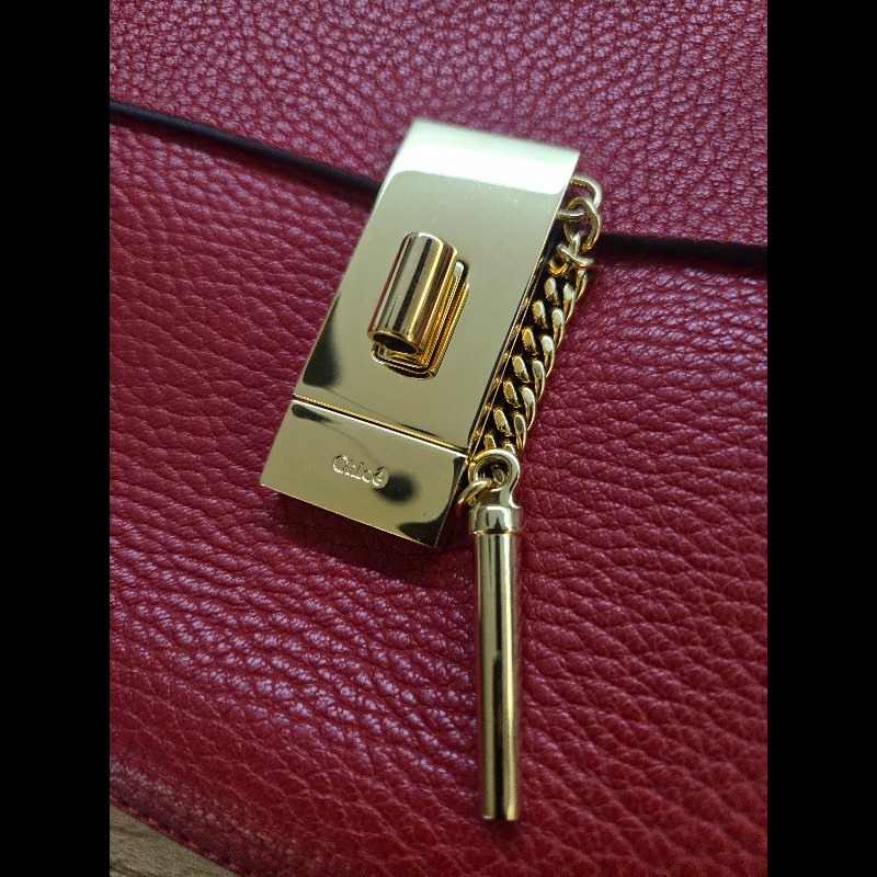 (近新閒置品)Chloe紅色牛皮小豬包-4