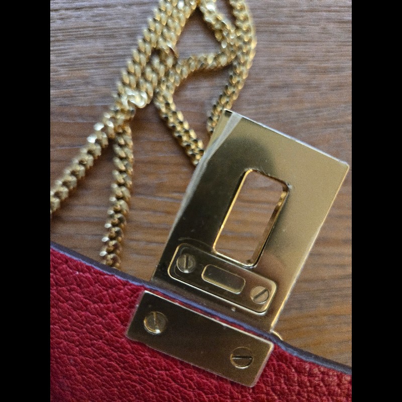 (近新閒置品)Chloe紅色牛皮小豬包-6