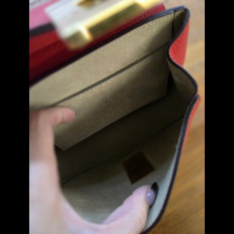 (近新閒置品)Chloe紅色牛皮小豬包-7