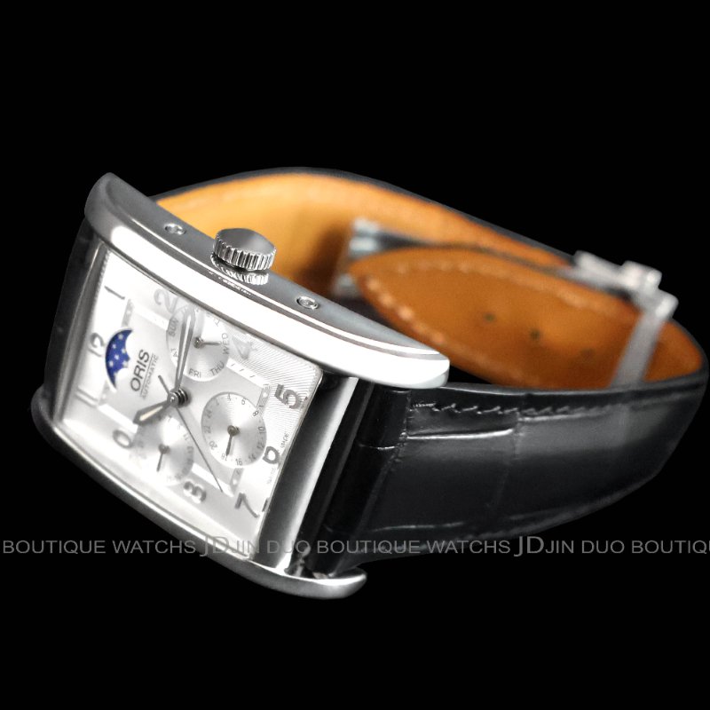 金鐸精品~W892 ORIS 豪利時 Rectangular矩形月相多功能 自動上鍊男用腕錶-3