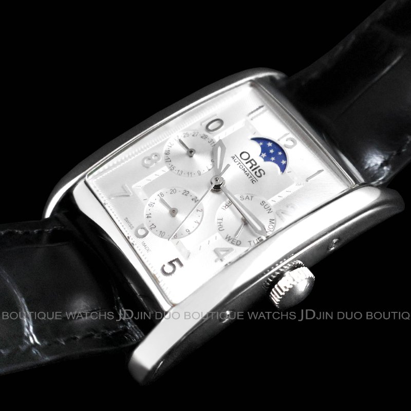 金鐸精品~W892 ORIS 豪利時 Rectangular矩形月相多功能 自動上鍊男用腕錶-5