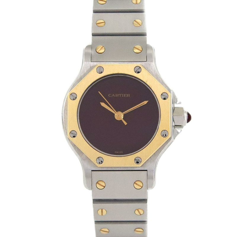 卡地亞 Santos 八角形 SM YG 組合 SSxYG 自動腕錶-0