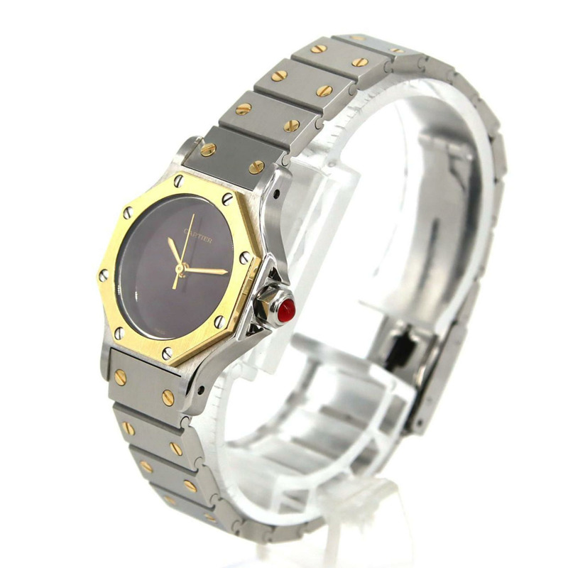 卡地亞 Santos 八角形 SM YG 組合 SSxYG 自動腕錶-1