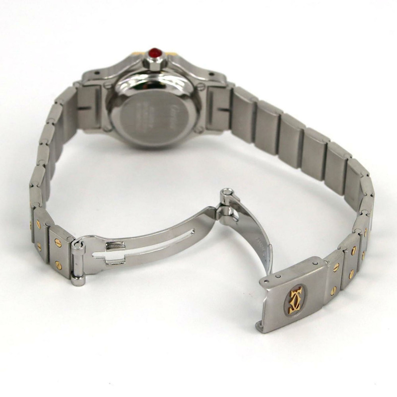 卡地亞 Santos 八角形 SM YG 組合 SSxYG 自動腕錶-5