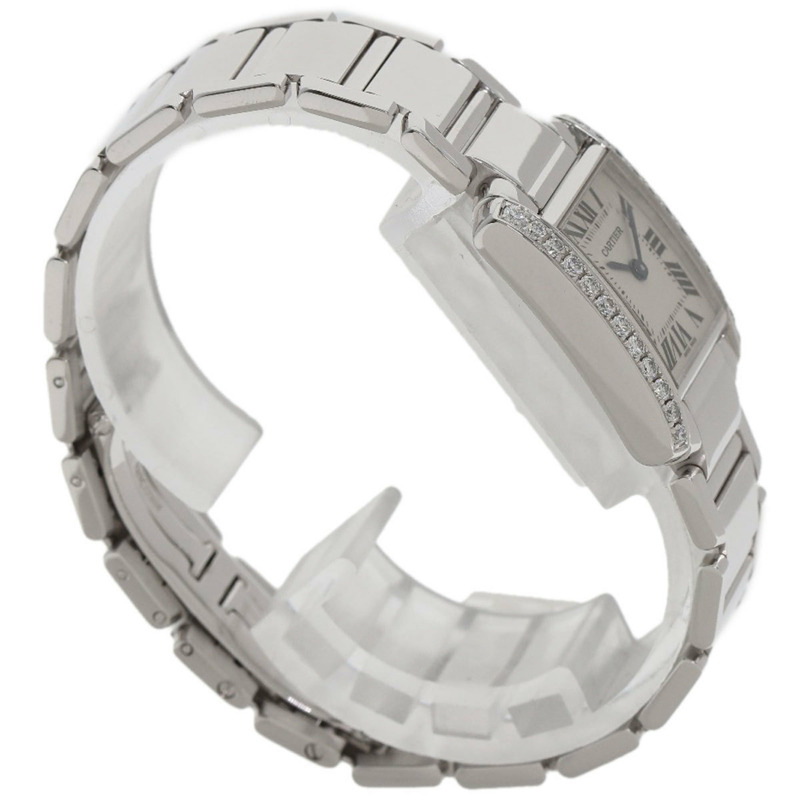 卡地亞 WE1002S3 Tank Française 小號腕錶，鑲鑽錶圈，18K 白金/18KWG/鑽石，女款-1