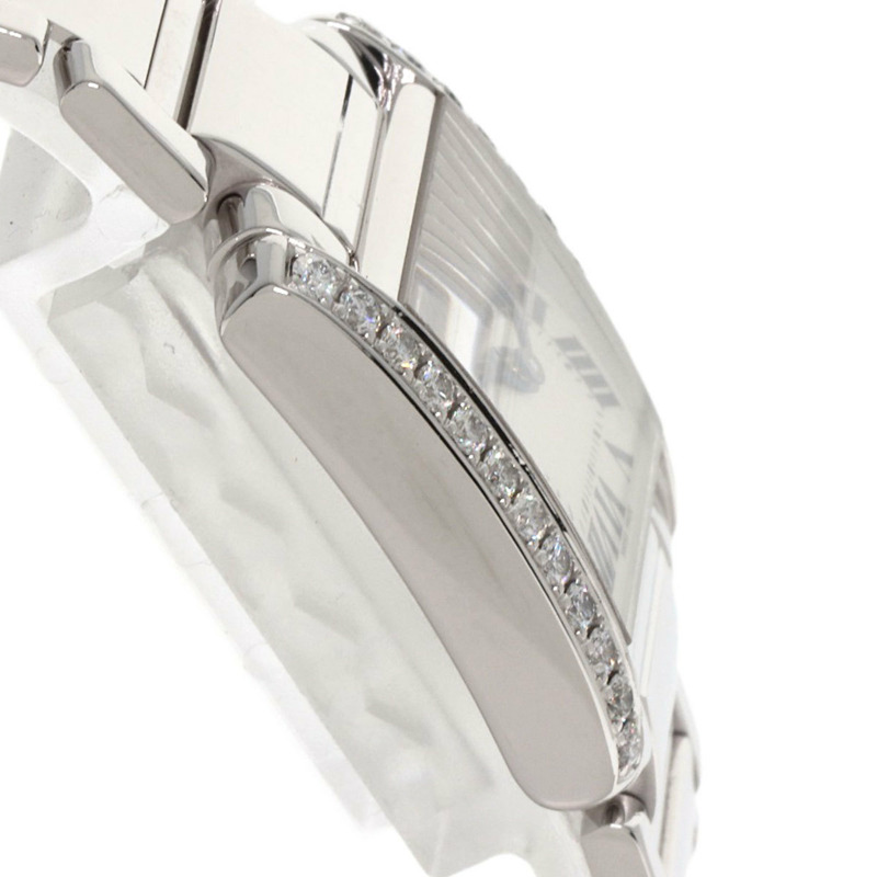 卡地亞 WE1002S3 Tank Française 小號腕錶，鑲鑽錶圈，18K 白金/18KWG/鑽石，女款-5