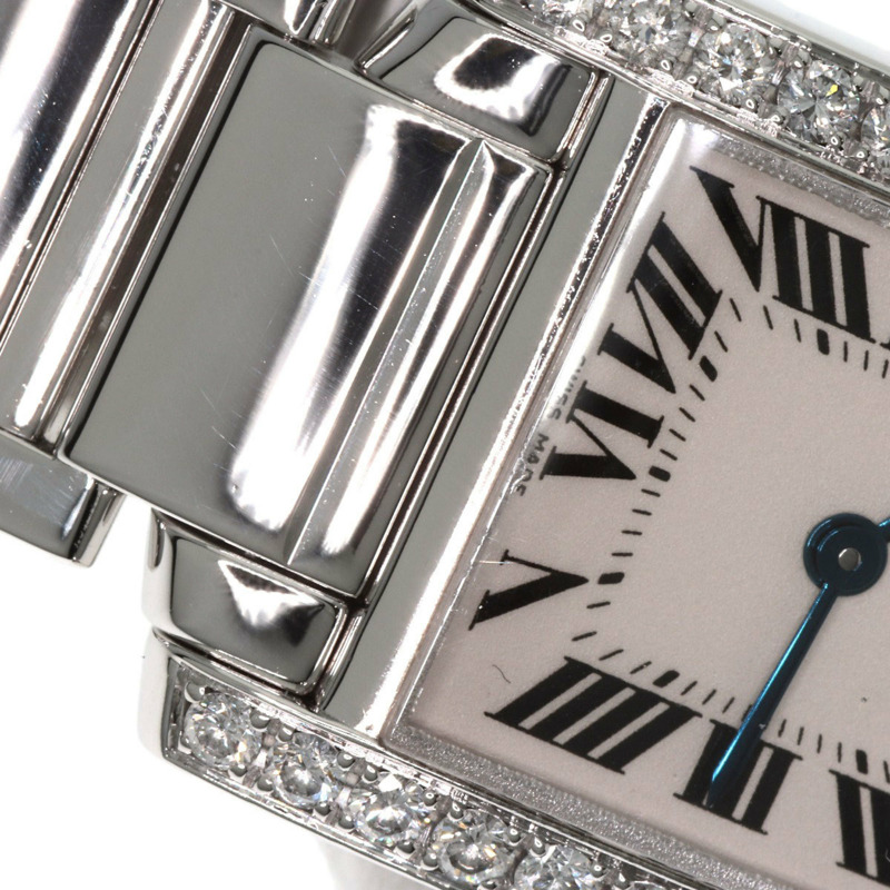 卡地亞 WE1002S3 Tank Française 小號腕錶，鑲鑽錶圈，18K 白金/18KWG/鑽石，女款-14