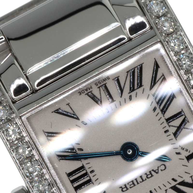 卡地亞 WE1002S3 Tank Française 小號腕錶，鑲鑽錶圈，18K 白金/18KWG/鑽石，女款-19