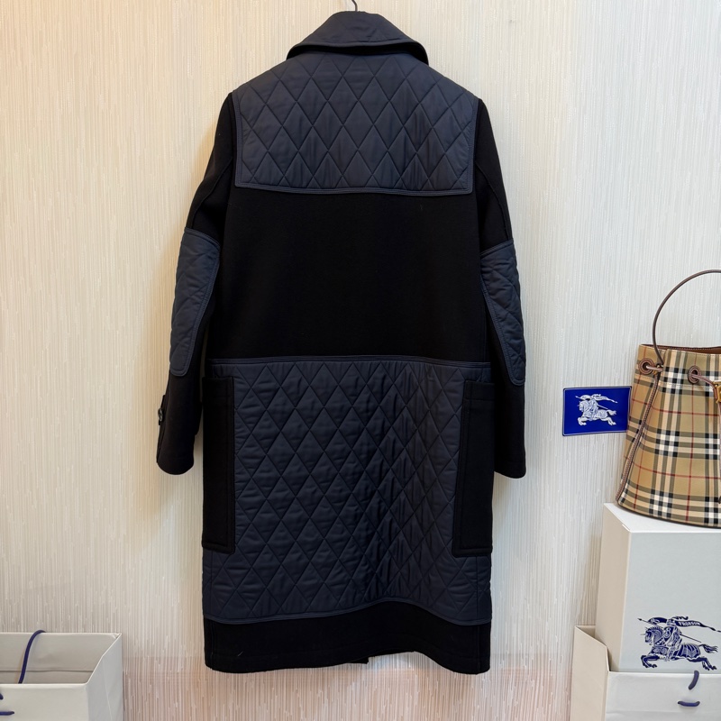 BURBERRY英國黑色菱形功能性牛角扣大衣UK8-2