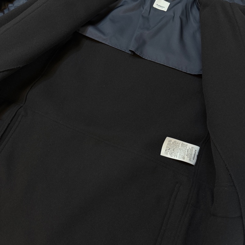 BURBERRY英國黑色菱形功能性牛角扣大衣UK8-10