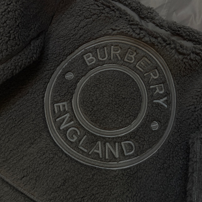 BURBEERY英國黑色徽標絨頭連帽大衣UK4-9