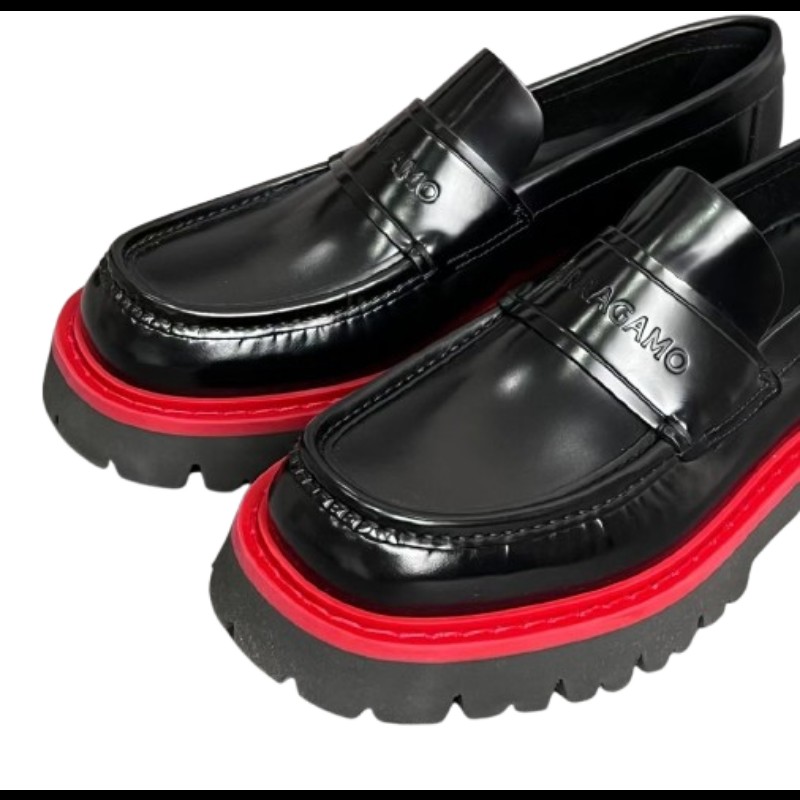 FERRAGAMO Monster 男款黑色皮革樂福鞋 US7.5碼-4