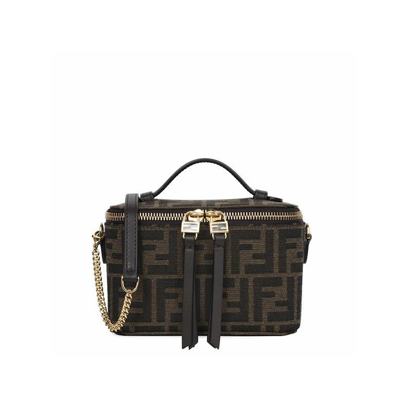 FENDI 25FW 棕色化妝迷你包 8BS108 AFPM F1GL7-0