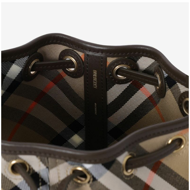 BURBERRY 復古格紋抽繩水桶單肩包 B9368 8093804-6