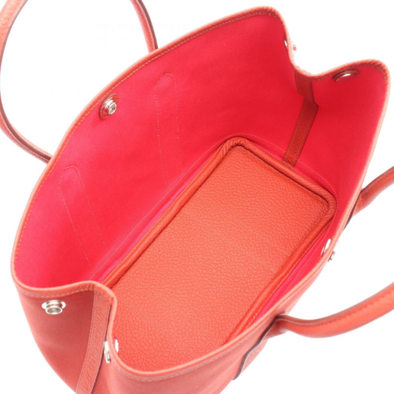 愛馬仕 (Hermes) Garden Party TPM Verso Rouge Venetian Duchess 手提包,皮革和帆布,Toile Officier 印花,女士,紅色-2