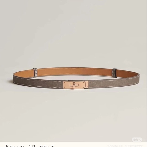 愛馬仕大象灰玫瑰金凱莉扣皮帶kelly belt ( 全新品）