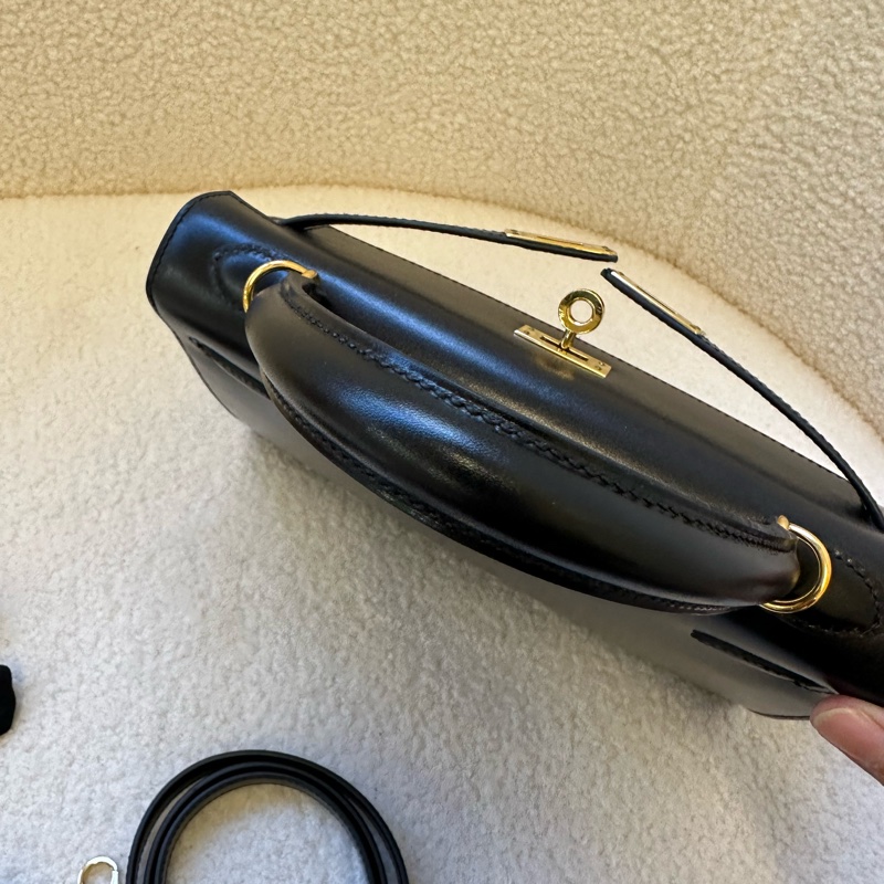 愛馬仕Hermes Kelly 25黑金Box皮，C刻。-4