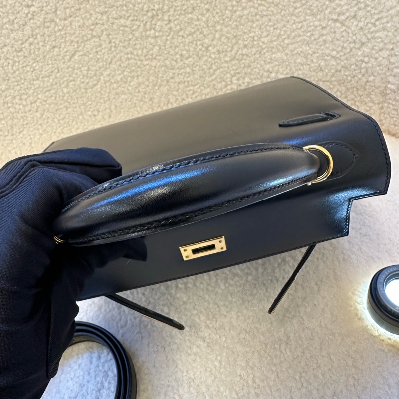 愛馬仕Hermes Kelly 25黑金Box皮，C刻。-9