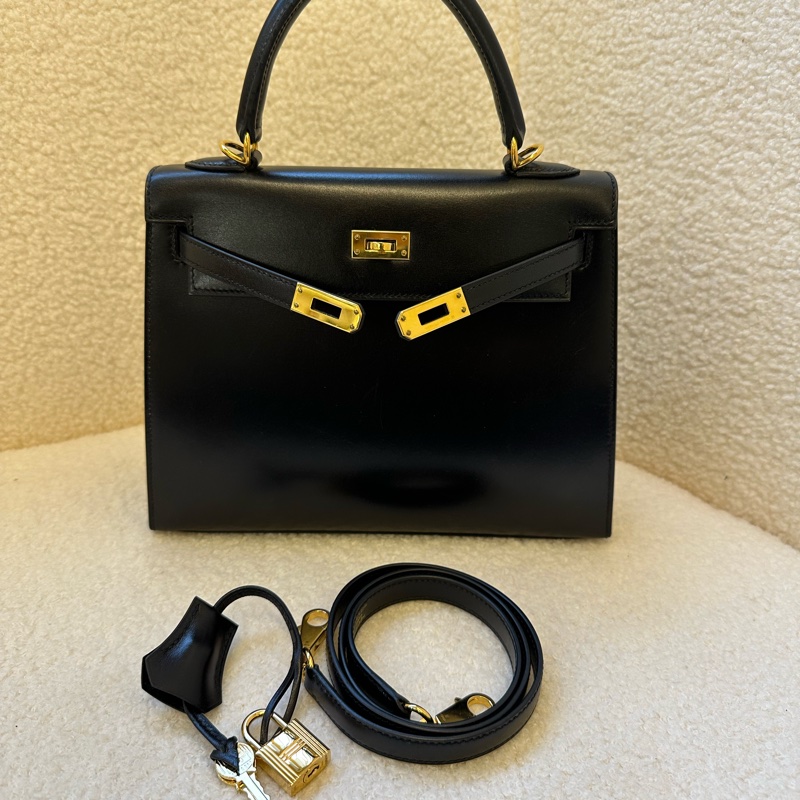 愛馬仕Hermes Kelly 25黑金Box皮，C刻。-10